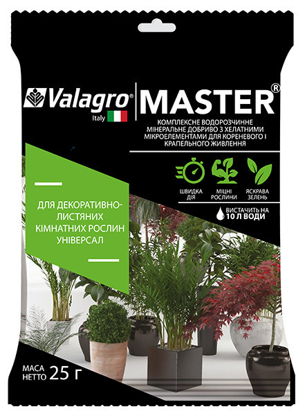 Добриво Valagro Майстер для декоративно-листяних і кімнатних рослин 25г
