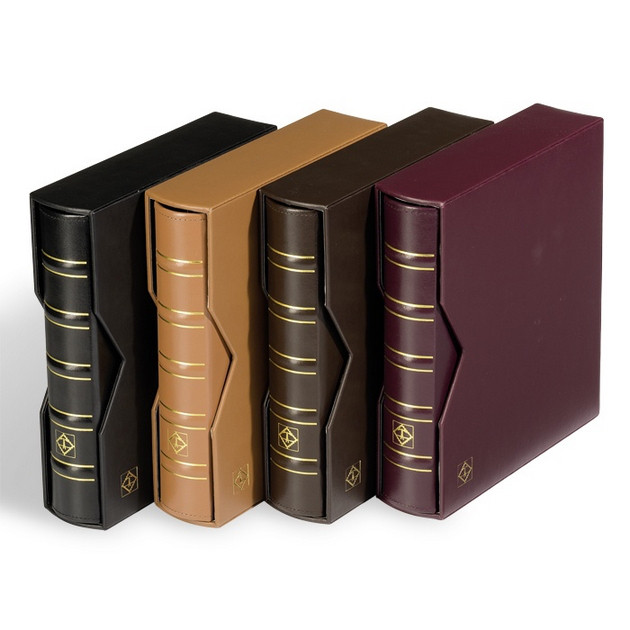 Альбом Leuchtturm, OPTIMA (до 60 листів) для монет або банкнот, з шкіри з футляром, чорний