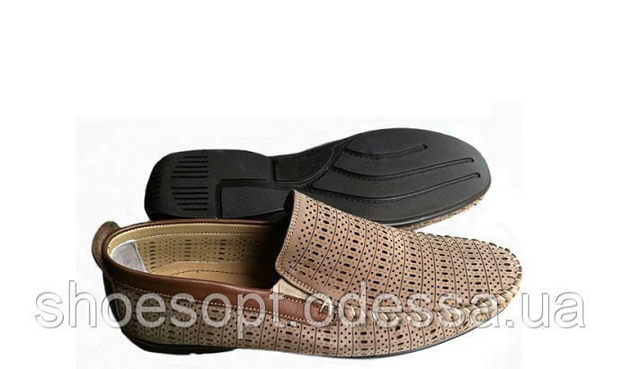 Чоловічі мокасини літні з перфорацією Etor каучук підошва, фото 1