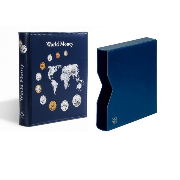 Альбом Leuchtturm, Optima "World Money" з 5 листами різних розмірів на 152 монети з футляром