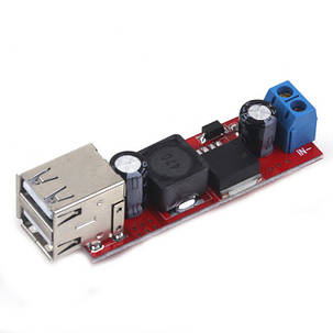Стабілізатор знижувальний подвійний USB DC-DC 6-40 В на 5 В 3 А LM2596S, фото 1