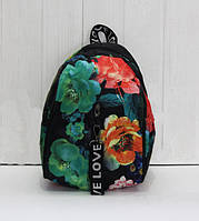 Красивый модный и практичный рюкзак в цветки и банты зеленый