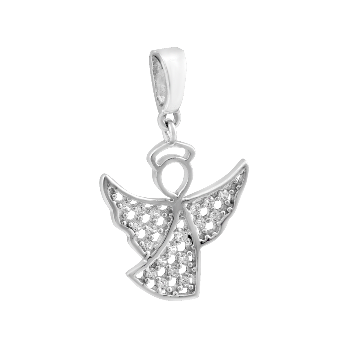 Підвіс срібний янгол з розсипом білих фіанітів, фото 1