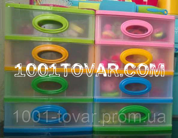 Комод-органайзер "Mini Medium", пластиковый на 4 секции разноцветный - фото 1 - id-p263115441