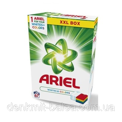 Безфосфатний порошок для прання білої та кольорової білизни Ariel Whites&Color 67 прань
