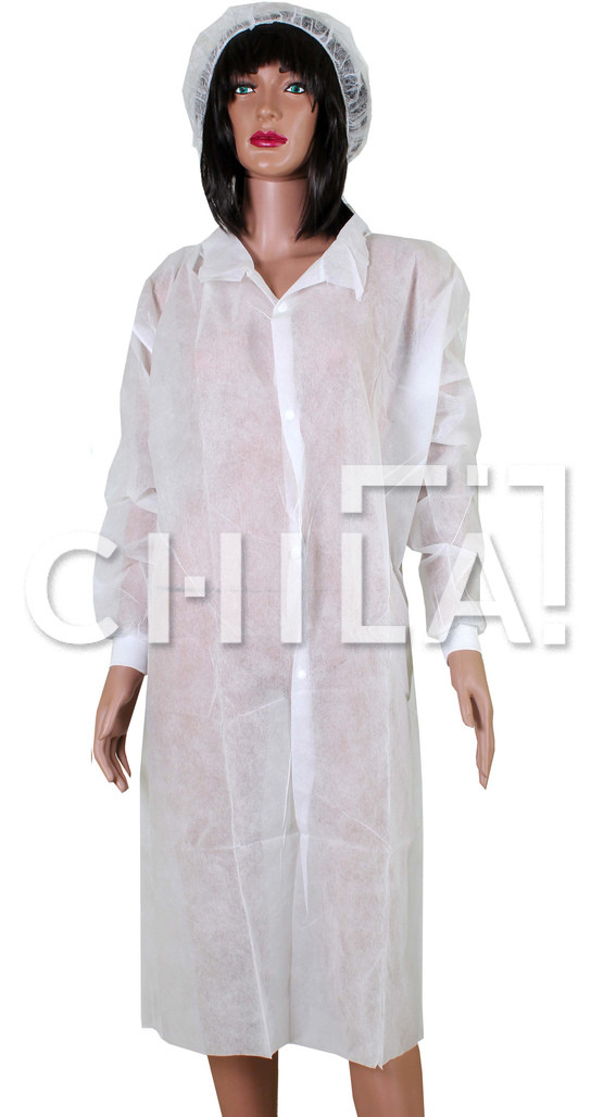 Халаты одноразовые медицинские на кнопках с манжетами, Белые (5 шт/уп ...