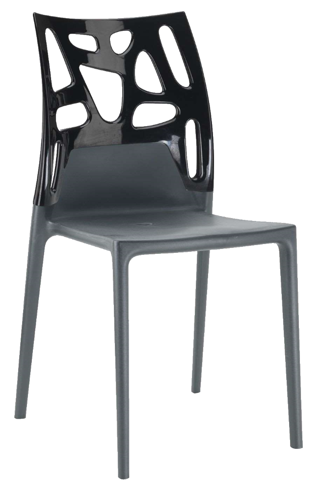 Стілець Papatya Ego-Rock антрацит сидіння, верх чорний, фото 1