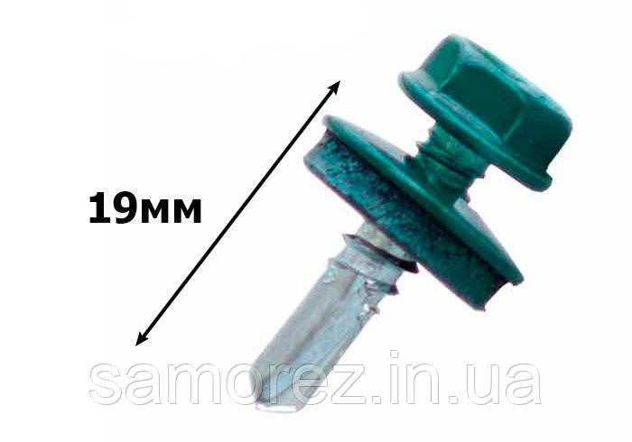 Саморіз покрівельний RAL 6005(т. зелений) \ 4,8х19 по металу (250шт.)