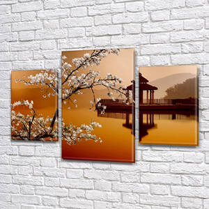 Модульна картина Квітуче дерево на замовлення на Полотні сін., 45х70 см, (30x20-2/45x25)