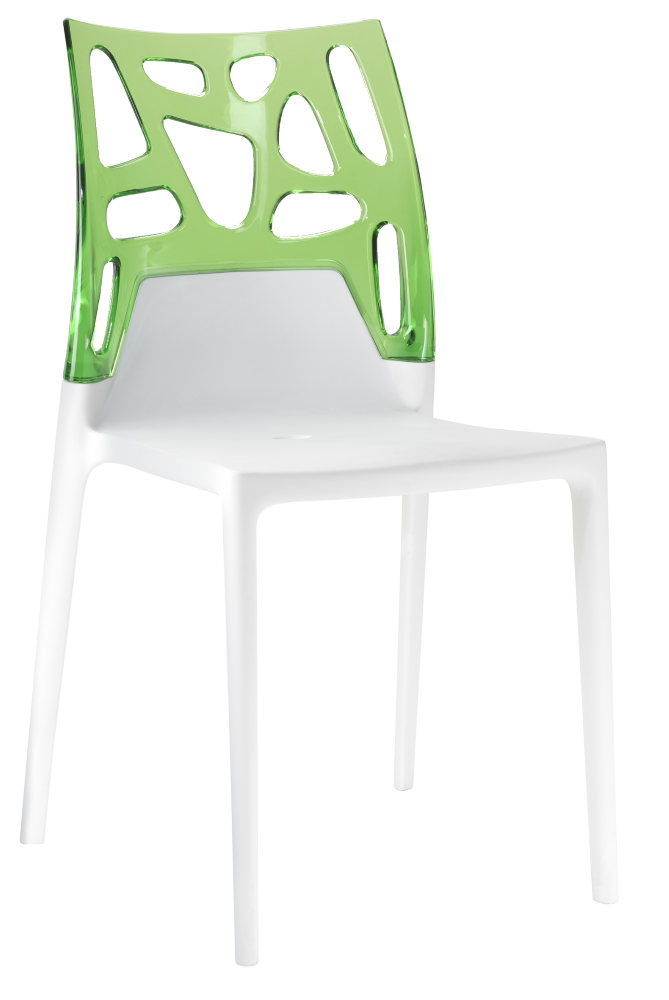 Стілець Papatya Ego-Rock біле сидіння, верх прозоро-зелений