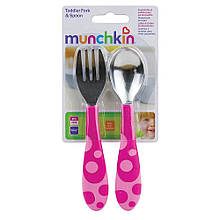 Набір дитячих приладів ложка та виделка, Munchkin; Колір — Рожевий