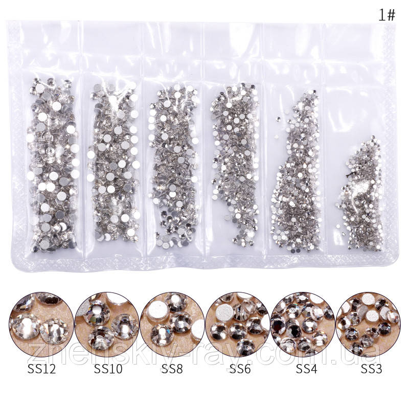 Mix каменів Swarovski шість розмірів КРИСТАЛЛ 1400 шт.