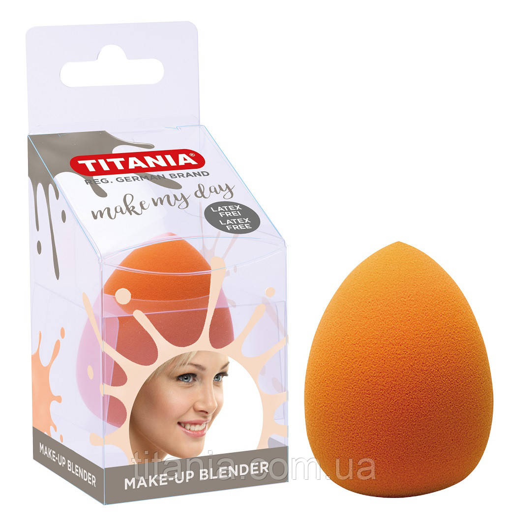 Спонж для макіяжу без латексу жовтогарячий TITANIA 2934 B