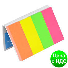 Закладки паперові з клейким шаром, 4 кол. х50листов, 20х50мм, неон, асорті 7576001PL