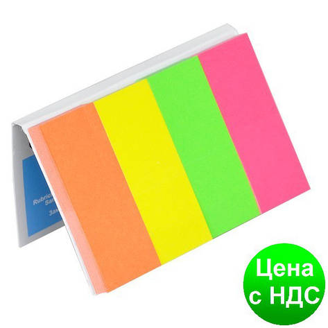 Закладки паперові з клейким шаром, 4 кол. х50листов, 20х50мм, неон, асорті 7576001PL, фото 2