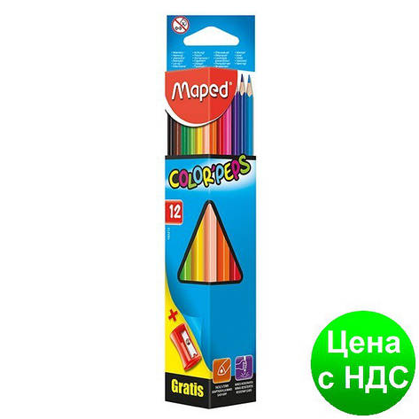 Олівці кольорові COLOR PEPS Classic, 12 кольорів + точилка MP.183213, фото 1