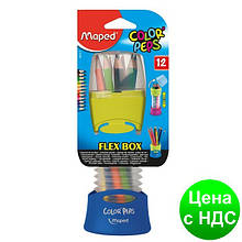 Карандаши цветные COLOR PEPS Flex Box, 12 цв., + раздвижной пенал, ассорти MP.683212