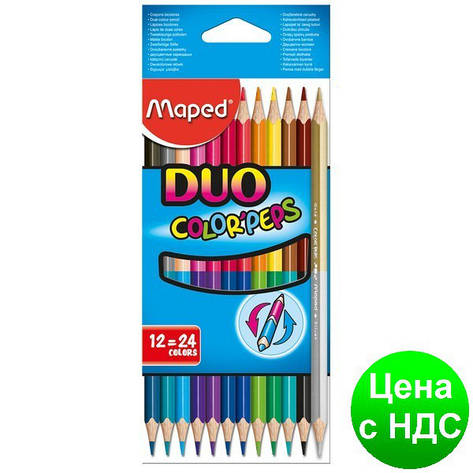 Олівці кольорові COLOR PEPS Duo, двосторонні 12шт./24 кол. MP.829600, фото 1