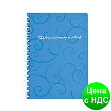 Книжка для записів на пружині Barocco А6, 80 аркушів, кл., блакитний, пласт.обкладинка BM.2589-614