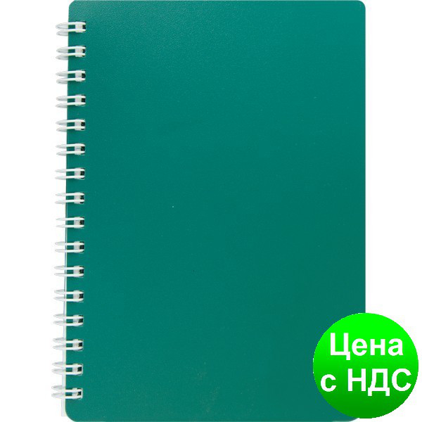 Книжка для записів на пружині CLASSIC А6, 80 аркушів, кл., зелений, пласт.обкладинка BM.2589-004