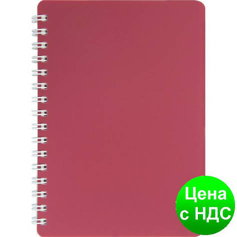 Книжка для записів на пружині CLASSIC А6, 80 аркушів, кл., червоний, пласт.обкладинка BM.2589-005, фото 2