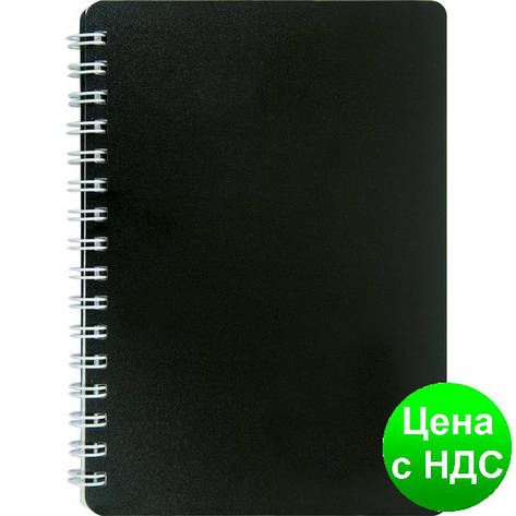 Книжка для записів на пружині CLASSIC А6, 80 аркушів, кл., чорний, пласт.обкладинка BM.2589-001, фото 1