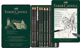 Набір графітний Faber-Castell PITT Graphite set, 11 предметів в металевій коробці, 112972