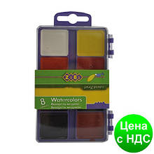 Фарби акварельні 8 кол., пласт./кор., б/п., фіолетовий ZB.6519-07