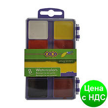 Фарби акварельні 8 кол., пласт./кор., б/п., салатовий ZB.6519-15