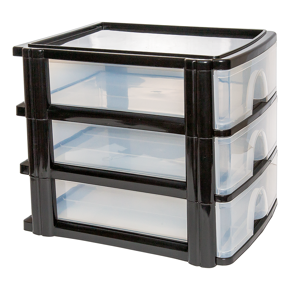 Комод-міні три секції А4 прозоро-чорний, фото 1
