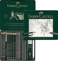 Набір графітний Faber-Castell PITT Graphite set 19 предметів в металевій коробці, 112973