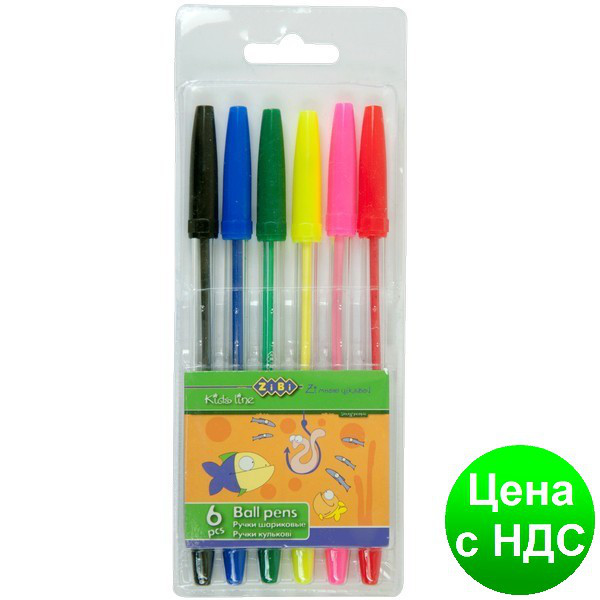 Набір з 6-х кулькових ручок, 6 кол. ZB.2011