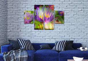 Модульна картина Фантастичні квіти на Полотні сін., 50x80 см, (25x18-2/50х18-2), фото 3