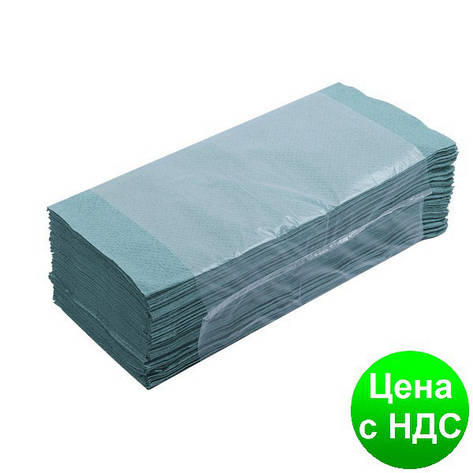 Рушники паперові макулатурні Z-подібні.,160 шт., зелені 10100102, фото 1