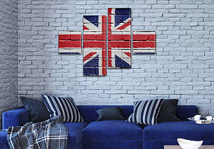 Модульна картина Британський прапор на Полотні сін., 50x80 см, (18x18-2/45х18-2), фото 3