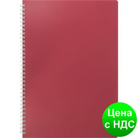 Зошит на пруж. CLASSIC А4, 80 аркушів, кл., червоний, пласт.обкладинка BM.2446-005, фото 2