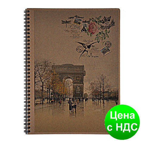 Зошит на пруж. KRAFT А4, 96 аркушів, кл., перфоров., отвір д/архів. BM.2403, фото 1