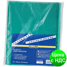 Файл для документів А4, 40мкм, PROFESSIONAL, 100шт, зелений BM.3810-04