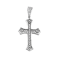 Крестик серебряный готический с белыми фианитами