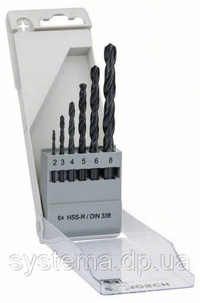 Набір з 6 свердел по металу HSS-R, DIN 338, 2.0 / 3.0 / 4.0 / 5.0 / 6.0 / 8.0 мм, фото 2