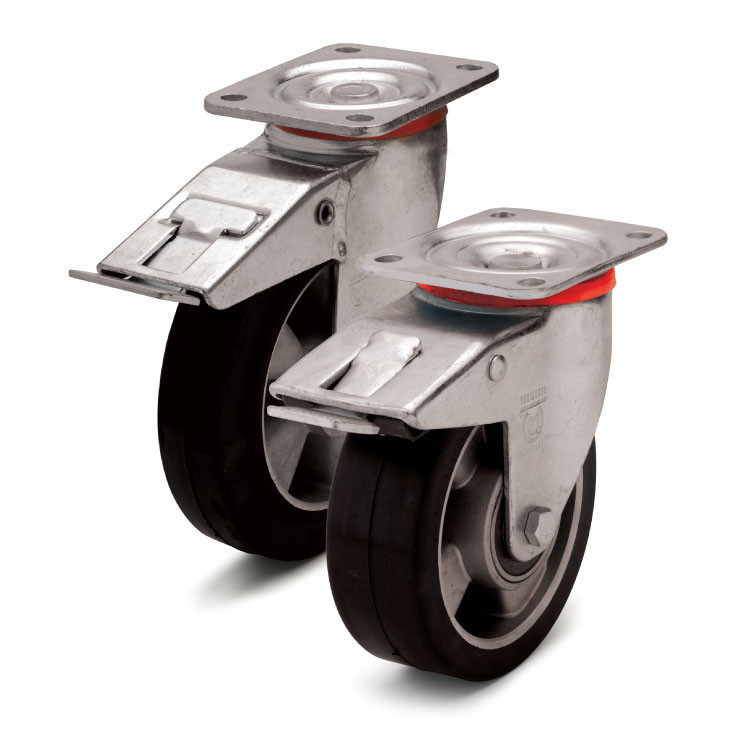 Еластичне Колесо поворотне з гальмом 100 мм