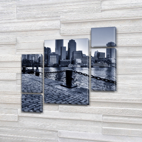 Картина модульна Міст з цегляною кладкою на Полотні сін., 85x85 см, (40x20-2/18х20-2/65x40)