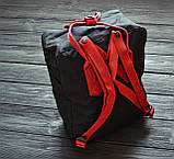 Рюкзак Fjallraven Kanken (Ф'ялравен Канкен) classic,чорний із червоними ручками, фото 3