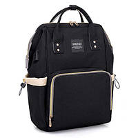 Рюкзак-сумка с USB портом для мамы, детских вещей, путешествий (черный)