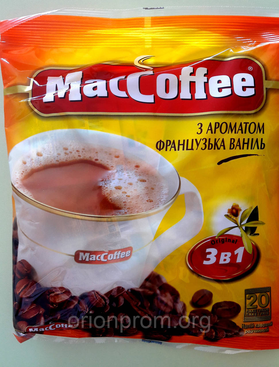 Кавовий напій Maccoffee 3 в 1 французька ваніль 20 пакетів, фото 1