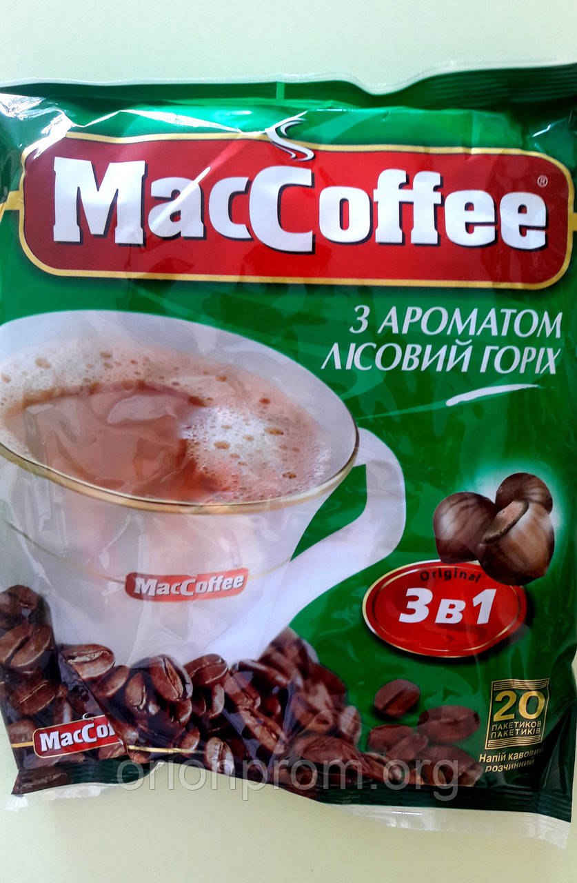 Кавовий напій Maccoffee 3 в 1 лісовий горіх 20 пакетів