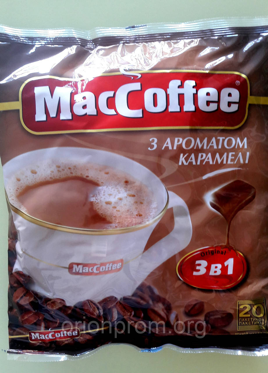 Кавовий напій Maccoffee 3 в 1 карамель 20 пакетиків