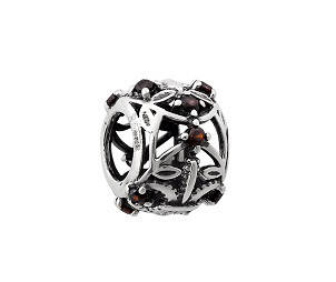 Підвіс срібний намистина рослинна форма з яскравим камінням