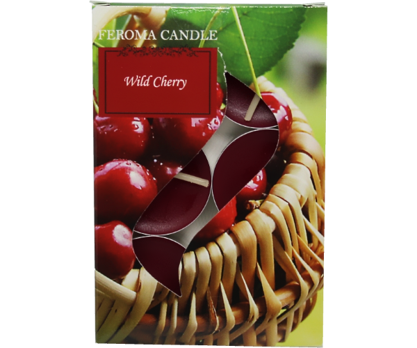 Набір із 6 шт чайних свічок TM Feroma Candle. Запах Wild Cherry