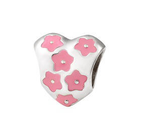 Срібний підвіс кулька на браслет Серце з емаллю